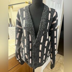 Cozy Black Grey and Light Pink Knit Cardigan
